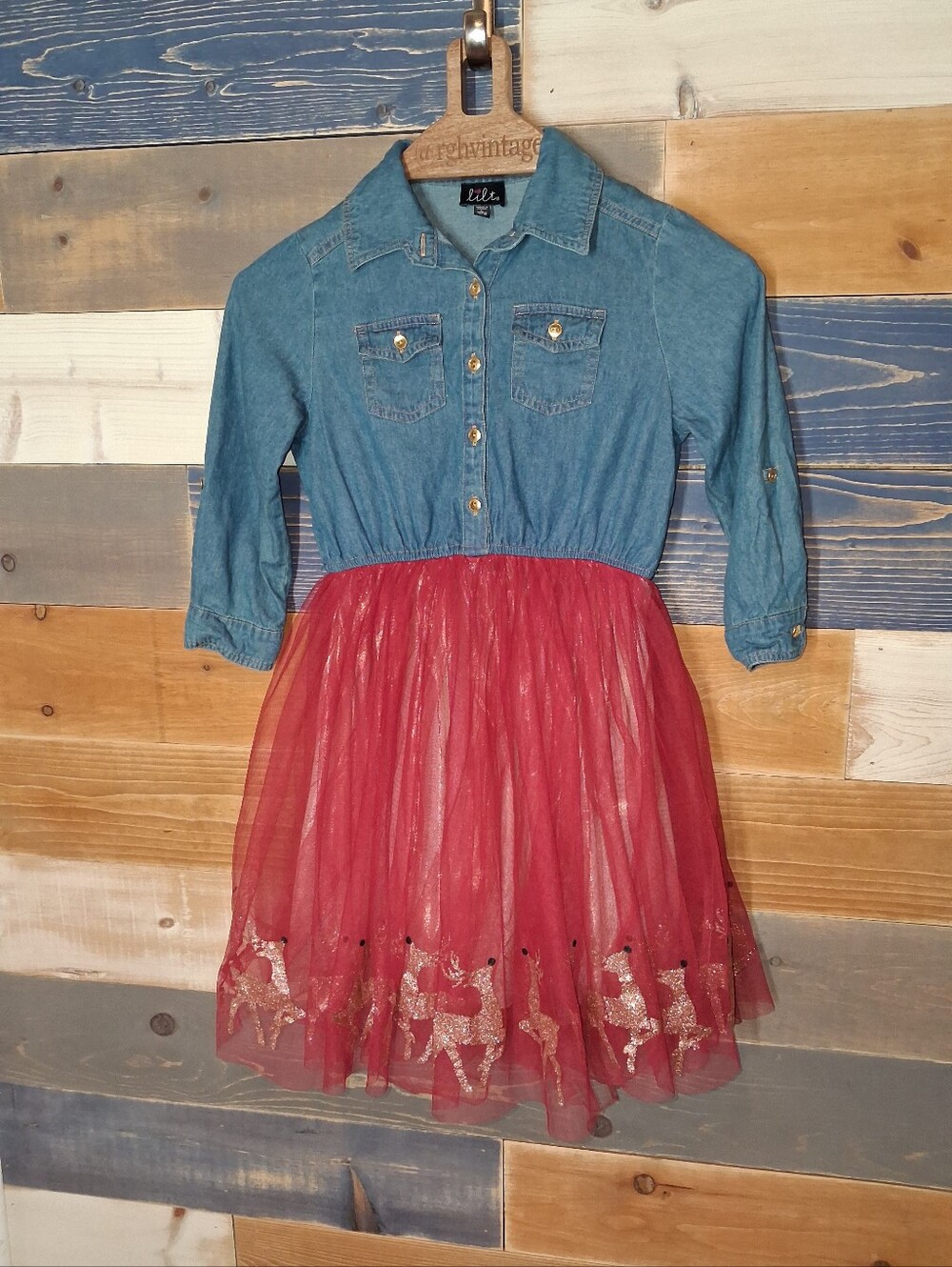 Lilt Holiday Dress Tutu 10/12 Red Blue - Picture 2 of 6